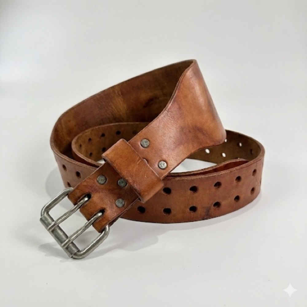Men's Distressed Tan Leather Belt